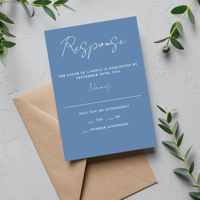 Cartão RSVP Casamento de Negação Mínimo de Script Simplicity 3 (Criador carregado)