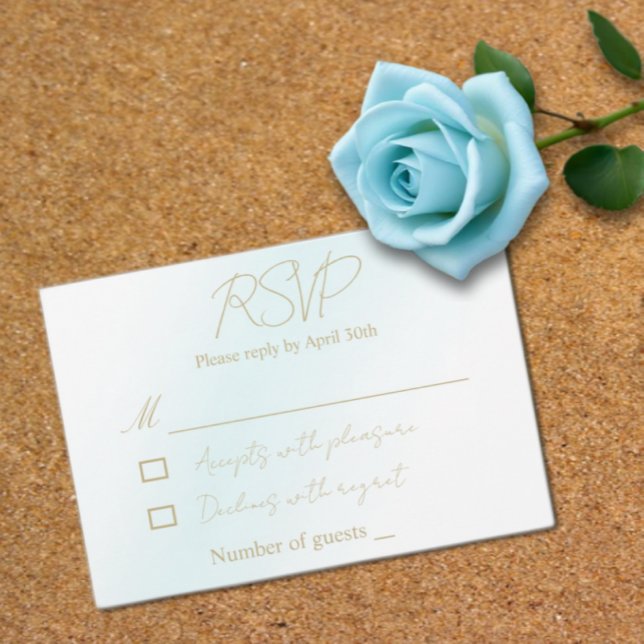 Cartão RSVP Casamento de Onda Blue Watercolor (Criador carregado)
