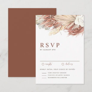 Cartão RSVP Casamento de Orquídeas Boho e Folhas de Palmeira S