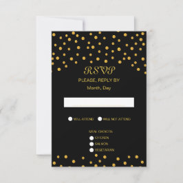 Cartão RSVP Casamento de Ouro Preto Elegante