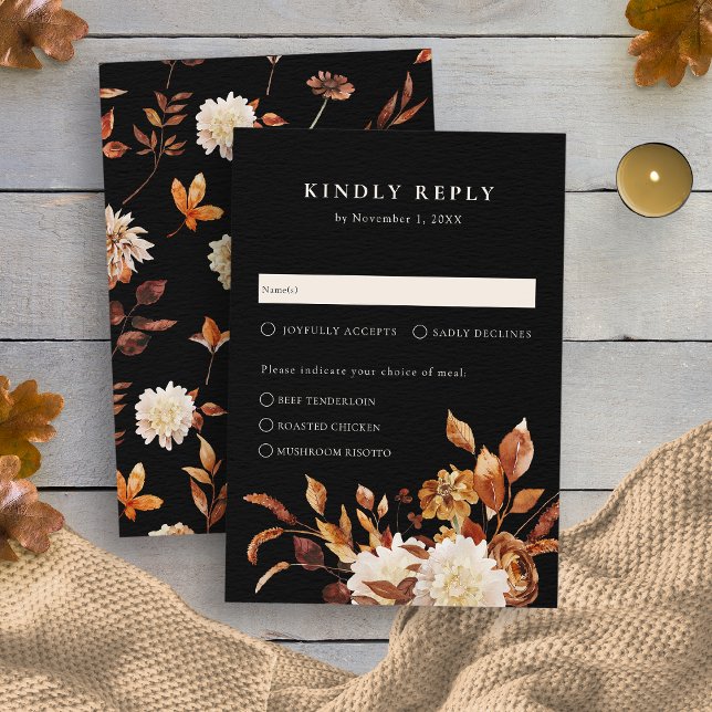 Cartão RSVP Casamento de Outono com Folhas Rústicas (Rustic Leaves Fall Wedding RSVP Card
)