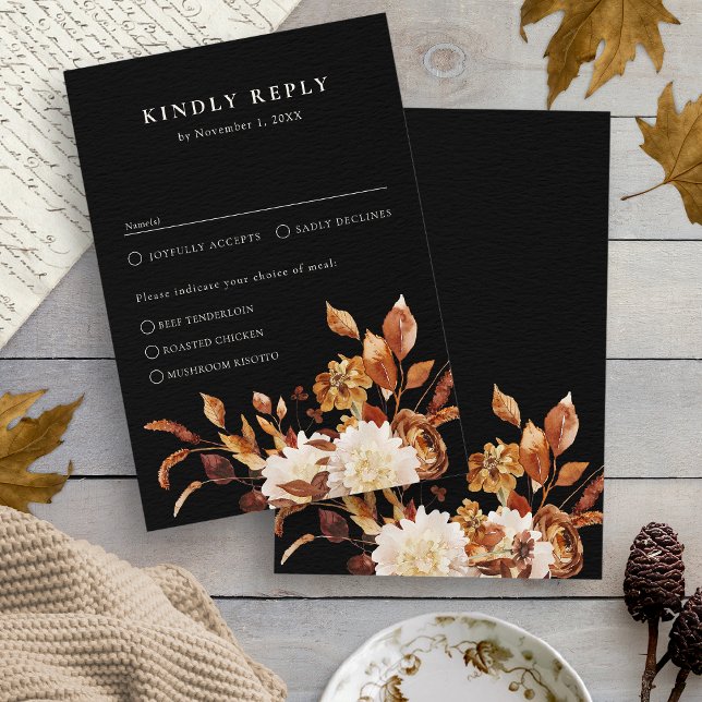 Cartão RSVP Casamento de Outono com Folhas Rústicas (Rustic Leaves Fall Wedding RSVP Card
)