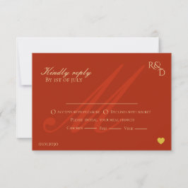 Cartão RSVP Casamento de Outono com Folhas Vermelhas Elegantes