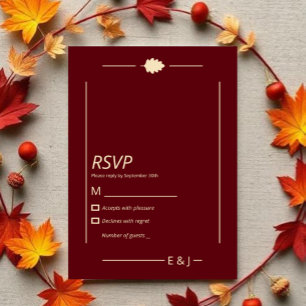 Cartão RSVP Casamento de Outono em Borgonha