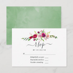 Cartão RSVP Casamento de Outono em Borgonha e Bege