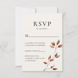 Cartão RSVP Casamento de outono Moderno Mínimo