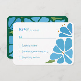 Cartão RSVP Casamento de Padrão de Flor Azul