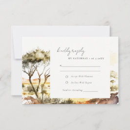 Cartão RSVP Casamento de Paisagem Africana com Muted Earth Wat