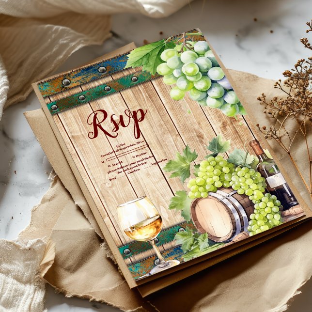 Cartão RSVP Casamento de Paisagem de Vinha com Aquarela Modern (Criador carregado)