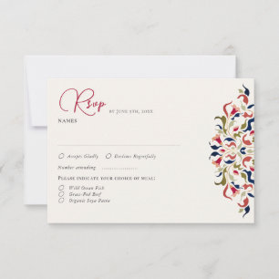 Cartão RSVP Casamento De Paisley De Paisley Artístico De Luxo