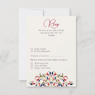 Cartão RSVP Casamento De Paisley De Paisley Artístico De Luxo