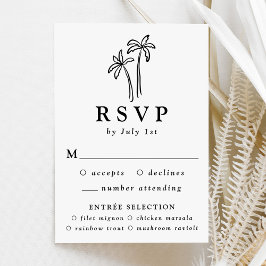 Cartão RSVP Casamento de Palmeiras Negras de Desenho Moderno