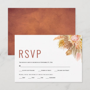 Cartão RSVP Casamento de palmeiras secas e de ervas-de-pampas