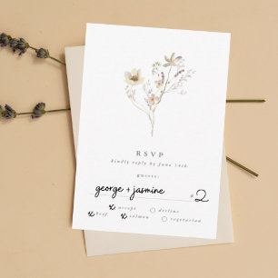 Cartão RSVP Casamento de Pampas de Flor Selvagem Seca de Abund