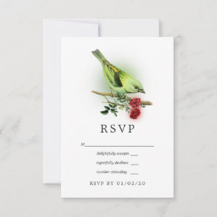 Cartão RSVP Casamento de Pássaro Fantasia Brilhante