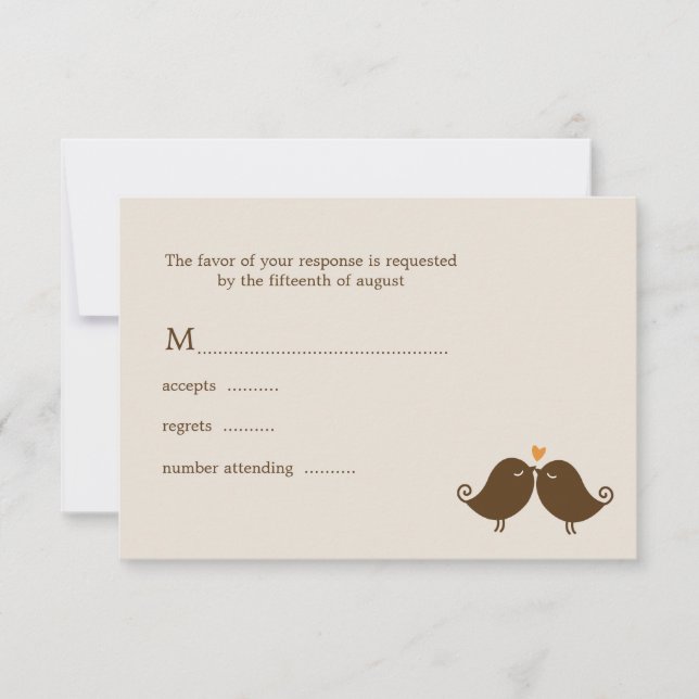 Cartão RSVP Casamento de Pássaros com Amor Fall (Frente)