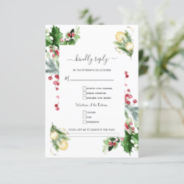 Cartão RSVP Casamento de Pedido de Música de Natal Dourada Pin