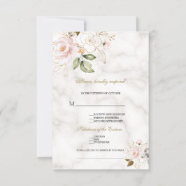 Cartão RSVP Casamento de Pedido de Música para Flores Douradas