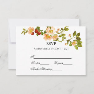 Cartão RSVP Casamento de Pedras de Aquarela de Flor de Maçã