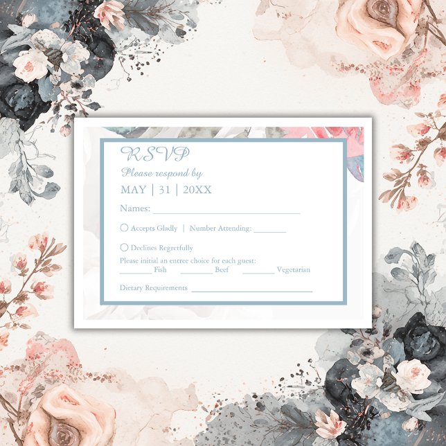 Cartão RSVP casamento de pedúnculo de flor silvestre branco (Criador carregado)