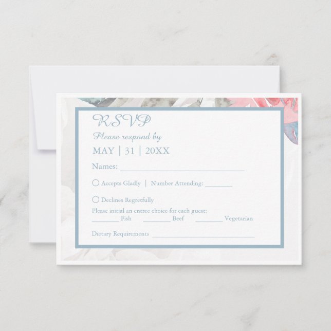 Cartão RSVP casamento de pedúnculo de flor silvestre branco (Frente)