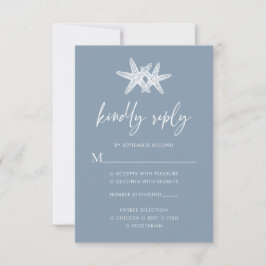 Cartão RSVP Casamento de Peixe-Estrelo Dusty Blue Modern Beach