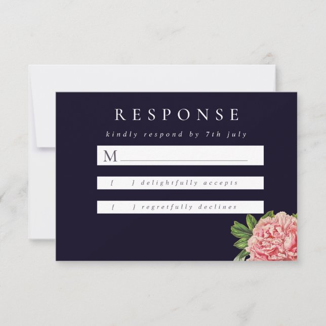 Cartão RSVP Casamento de Pequim Rosa Moody Vintage (Frente)