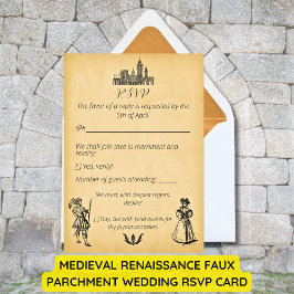 Cartão RSVP Casamento de Pergaminho do Renascimento Medieval F