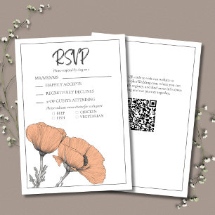 Cartão RSVP Casamento de Pêspias Florais de Pêssego Moderno