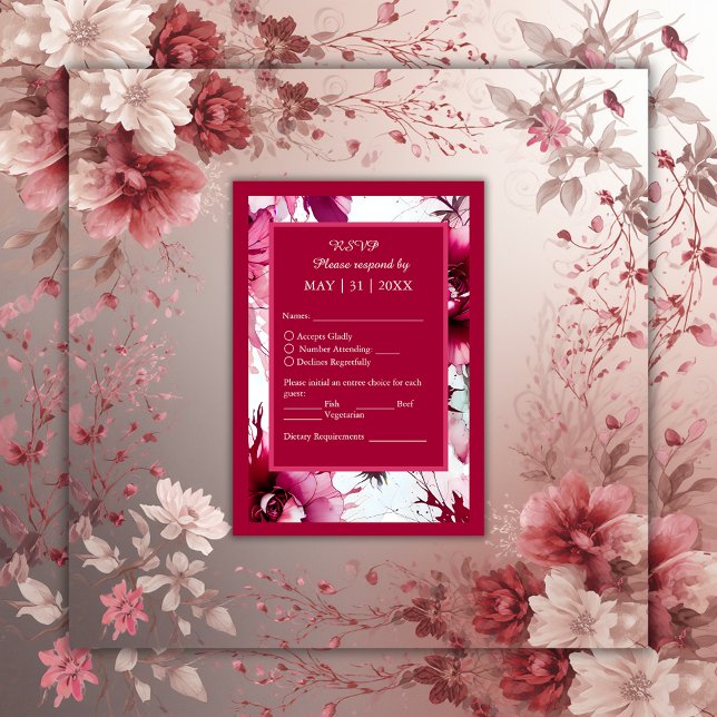 Cartão RSVP casamento de pétala rosa-abstrato (Criador carregado)