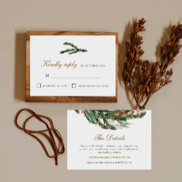 Cartão RSVP Casamento de Pinheiro de Inverno Clássico