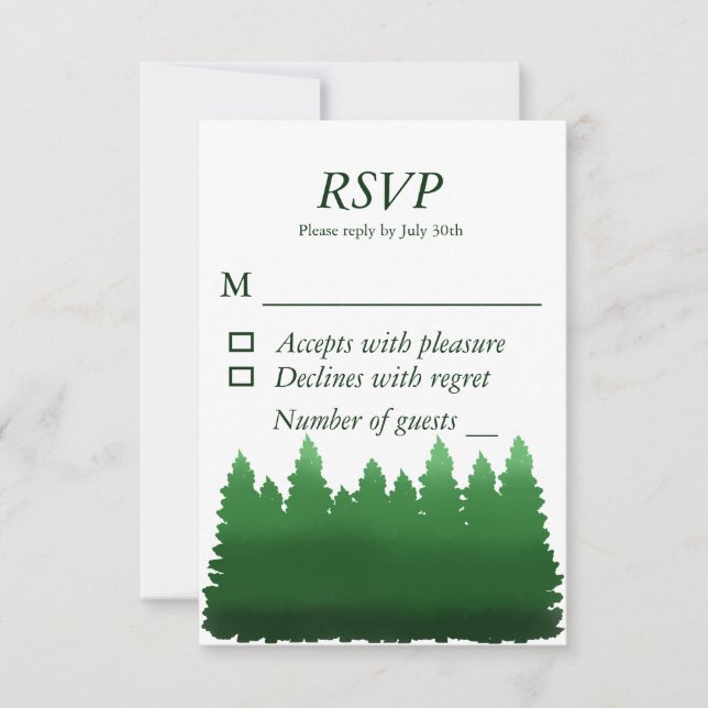 Cartão RSVP Casamento de Pinheiros de Madeira (Frente)