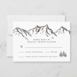 Cartão RSVP Casamento de Pinheiros Elegantes Rustic Mountain