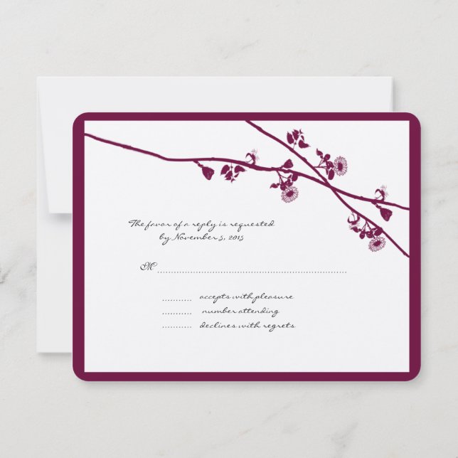 Cartão RSVP Casamento de Plum Purple Wildflower (Verso)