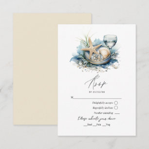 Cartão RSVP Casamento de Praia com Estilo Costeiro