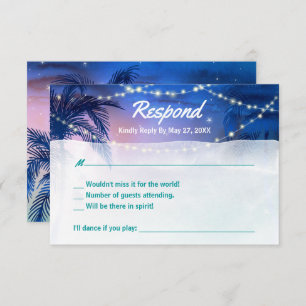 Cartão RSVP Casamento de Praia da Árvore Rústica Rústica Elega