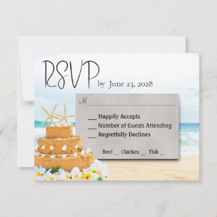 Cartão RSVP Casamento de Praia do Ocean Love