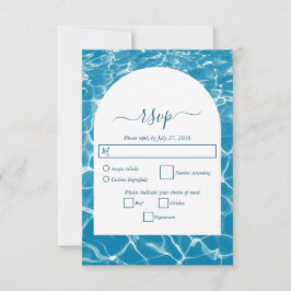Cartão RSVP Casamento de Praia do Oceano Azul Moderno com Aqua