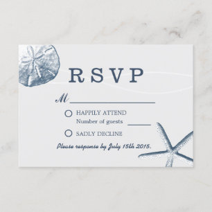Cartão RSVP Casamento de praia dólar de areia & estrela do mar