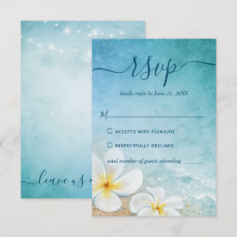 Cartão RSVP Casamento de Praia Elegante Rústico Floral