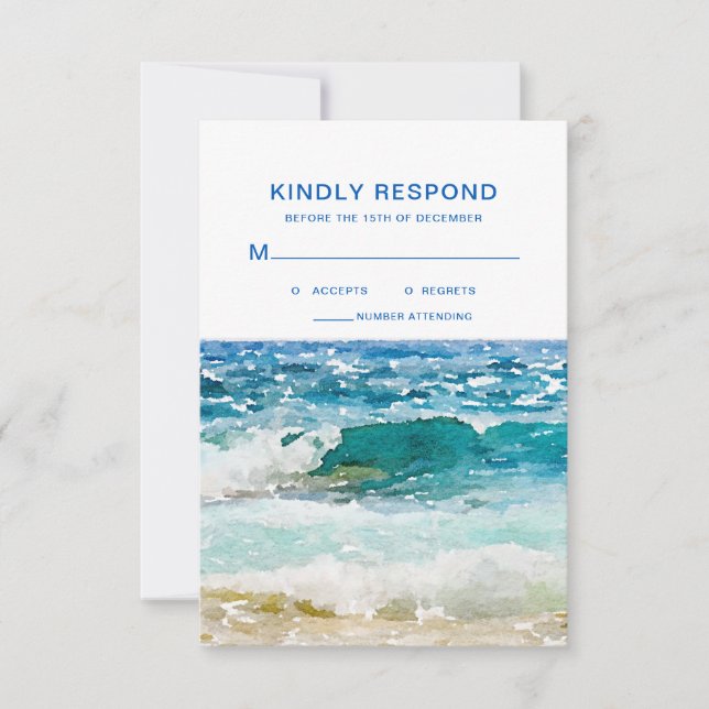 Cartão RSVP Casamento de praia tropical (Frente)