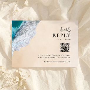 Cartão RSVP Casamento de Praia Tropical do Blue Ocean Waves