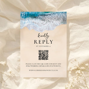 Cartão RSVP Casamento de Praia Tropical do Blue Ocean Waves