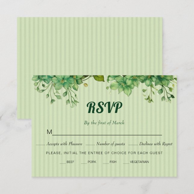 Cartão RSVP Casamento de primavera com vegetação e estilhaços (Frente/Verso)