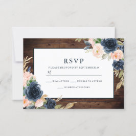 Cartão RSVP Casamento de primavera Elegante Rustic Blush Pink