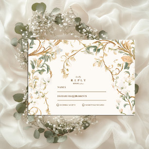 Cartão RSVP Casamento de Quadro Botânico do outono Elegante