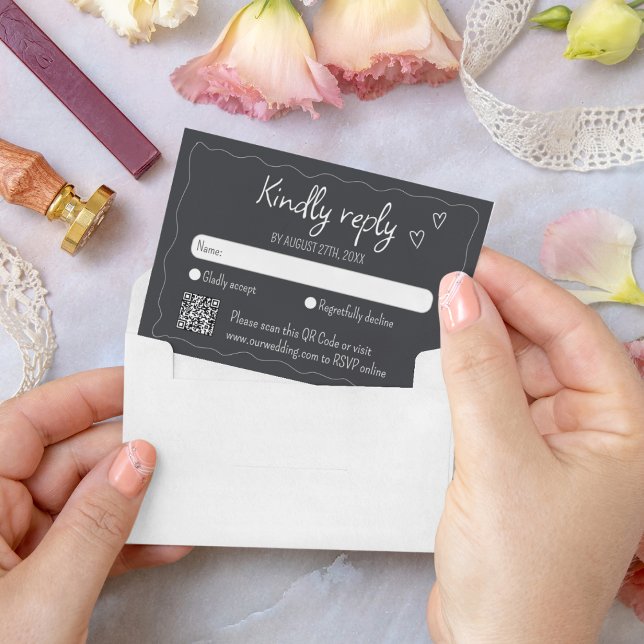 Cartão RSVP Casamento de quadro de cristal de massa desenhada  (Criador carregado)