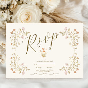 Cartão RSVP Casamento de Quadros Antigos Florais do Rococo