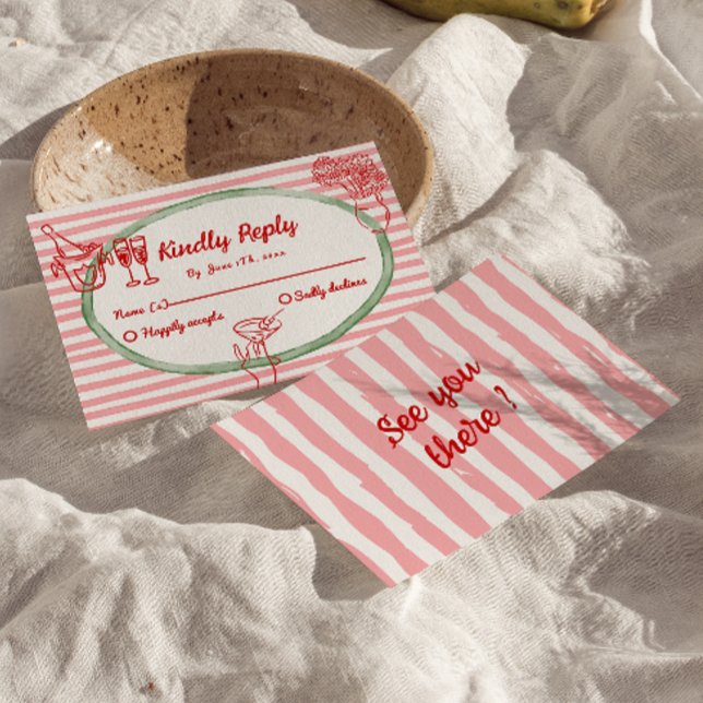 Cartão RSVP Casamento de Quadros Simples Pintado Pintado à Mão (Criador carregado)