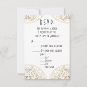 Cartão RSVP Casamento de R.S.V.P., roxo e branco